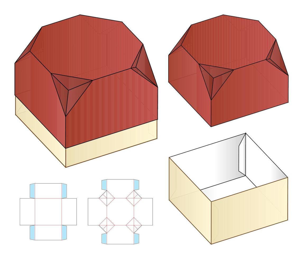 doos verpakking gestanst sjabloonontwerp. 3D-model vector