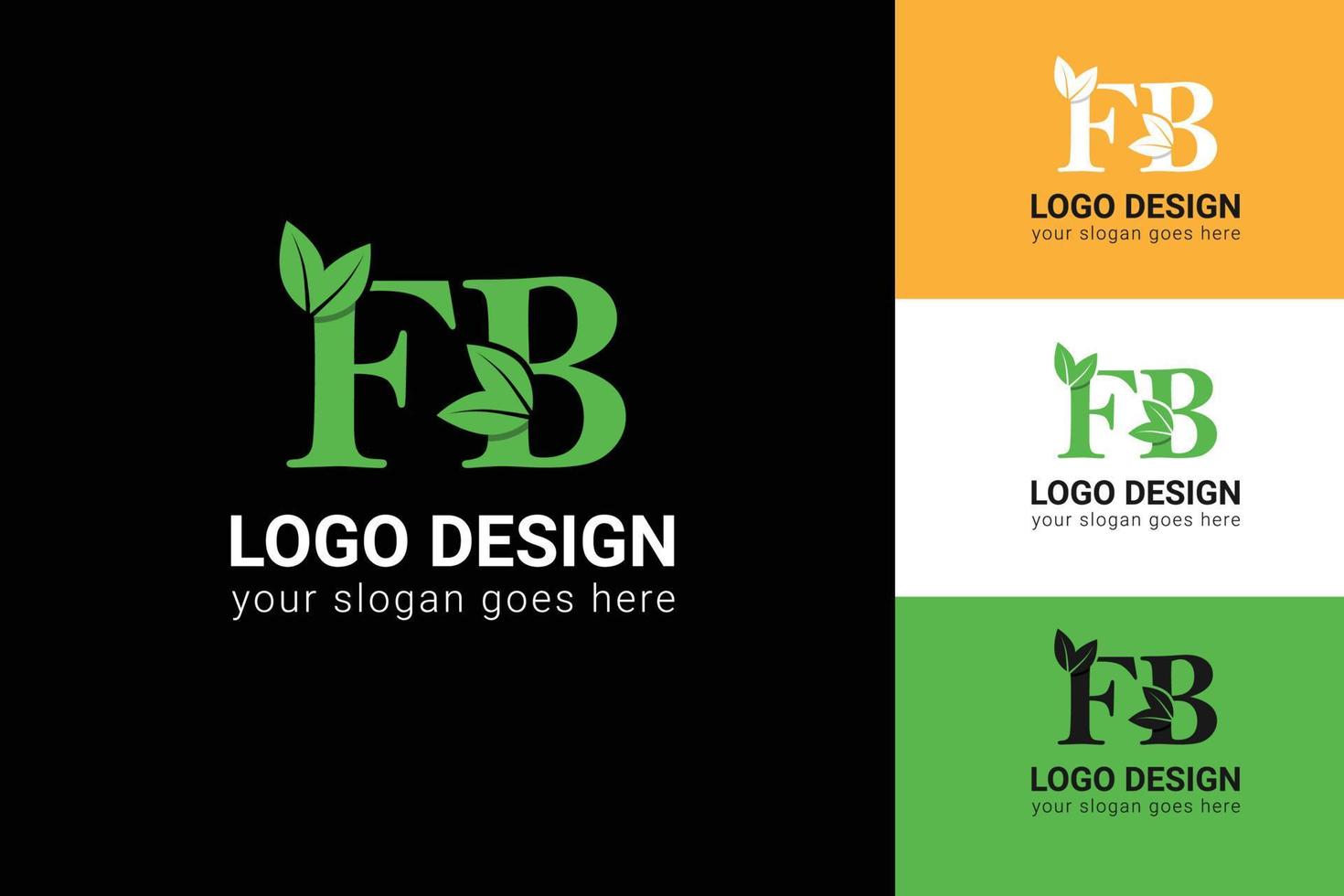ecologie fb brieven logo met groen blad. fb brieven eco logo met blad. vector lettertype voor natuur affiches, eco vriendelijk embleem, veganistisch identiteit, kruiden en botanisch kaarten enz.