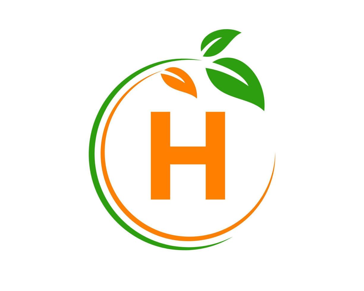 brief h eco logo concept met blad symbool vector