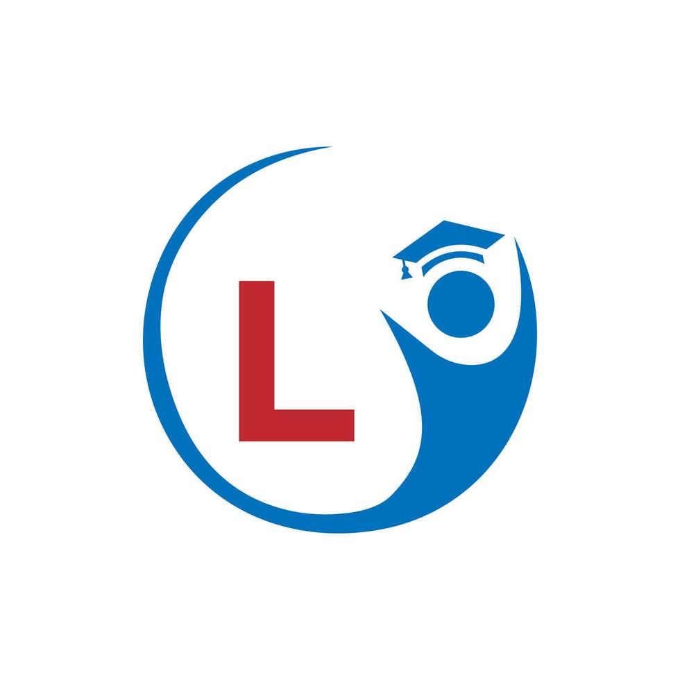 brief l onderwijs logo sjabloon. onderwijs logo eerste onderwijs hoed concept vector