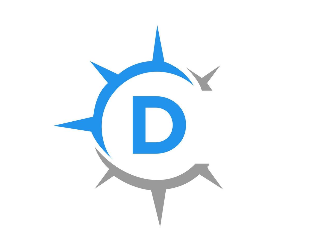 brief d kompas logo ontwerp concept. kompas teken vector