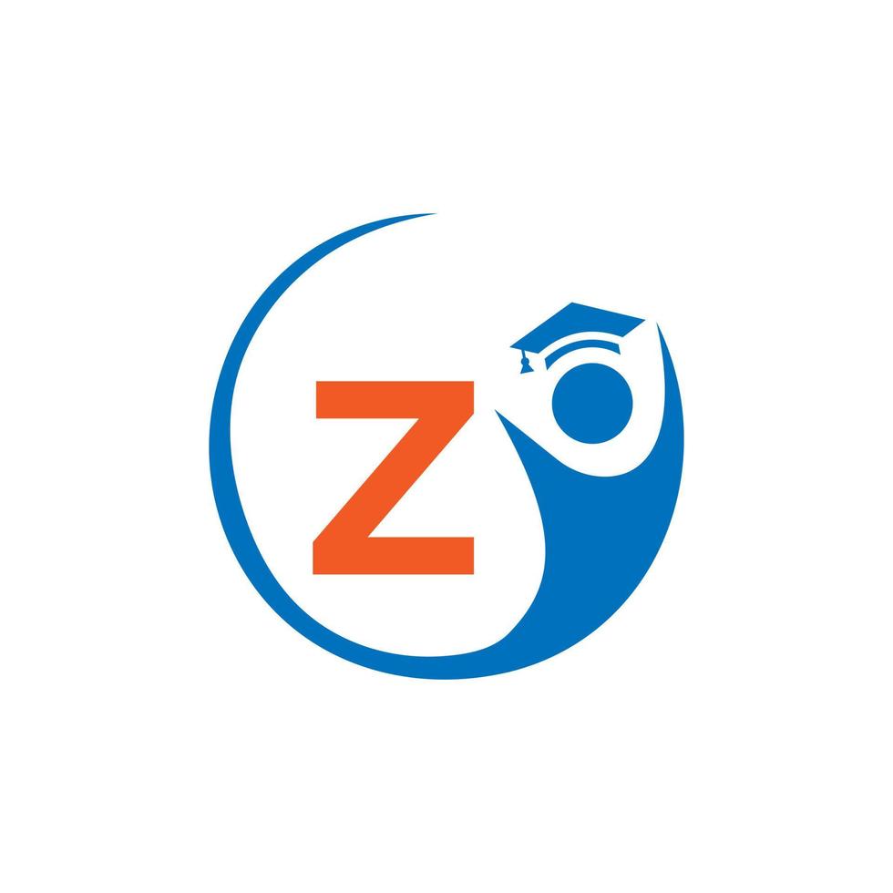 brief z onderwijs logo sjabloon. onderwijs logo eerste onderwijs hoed concept vector