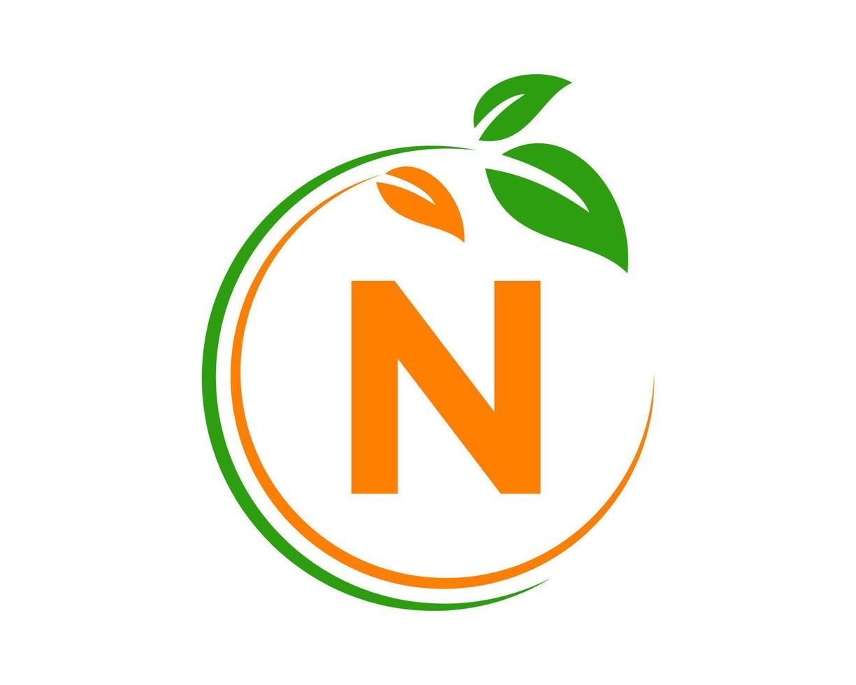 brief n eco logo concept met blad symbool vector