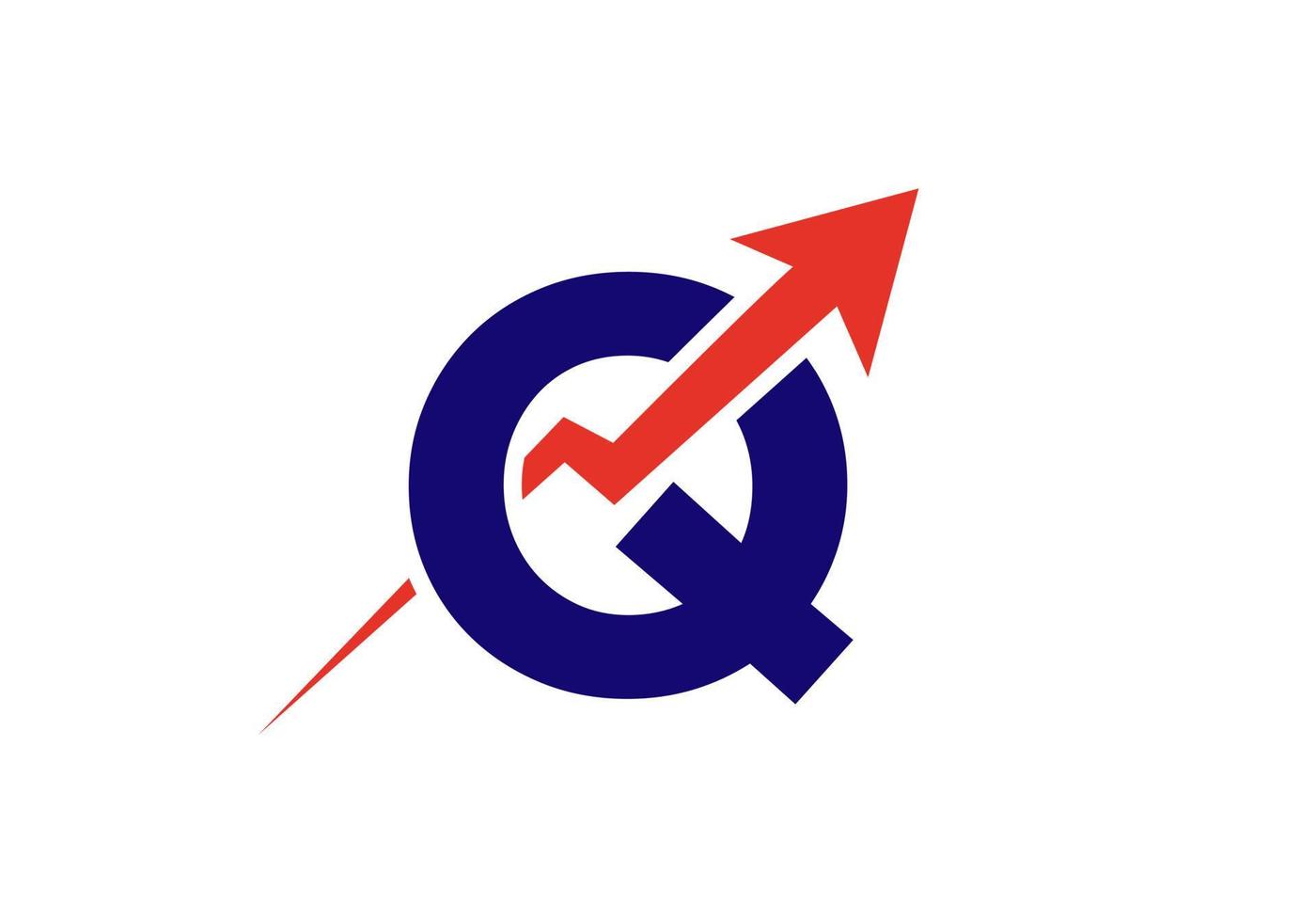 brief q financieel logo bedrijf logotype met groei pijl sjabloon vector