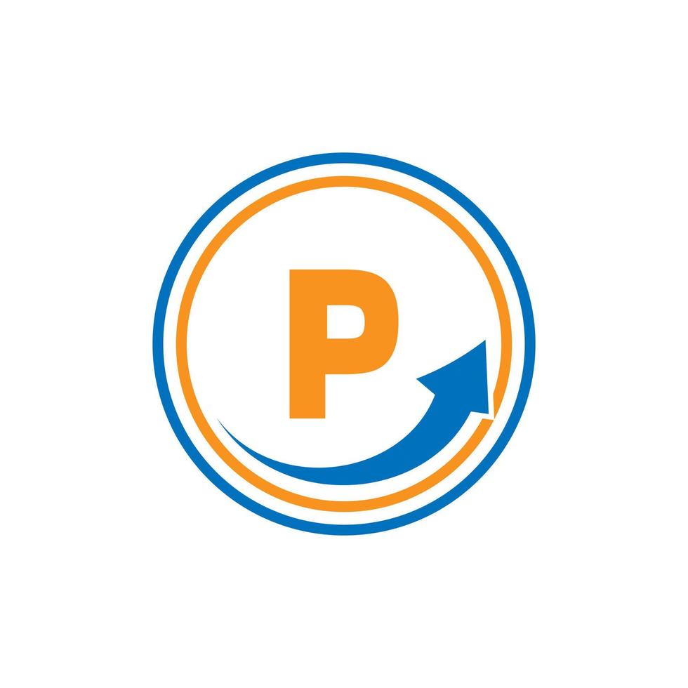brief p financieel logo bedrijf logotype met groei pijl sjabloon vector