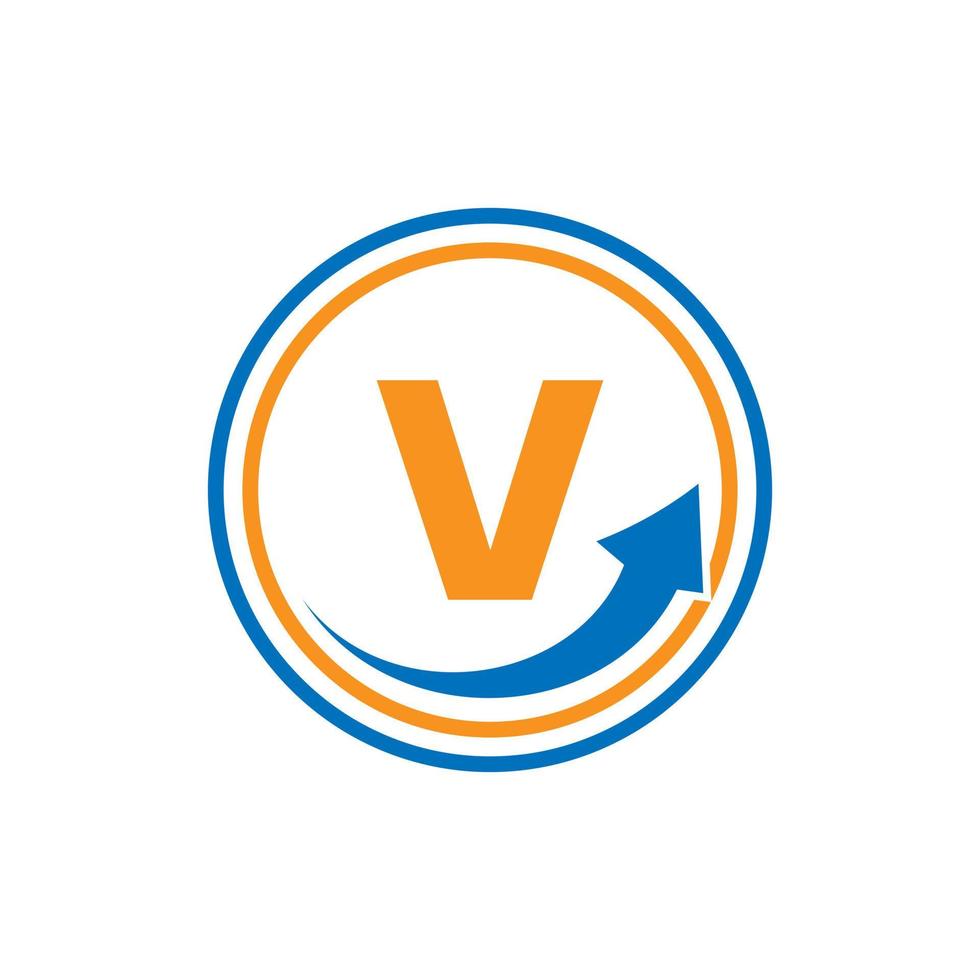 brief v financieel logo bedrijf logotype met groei pijl sjabloon vector