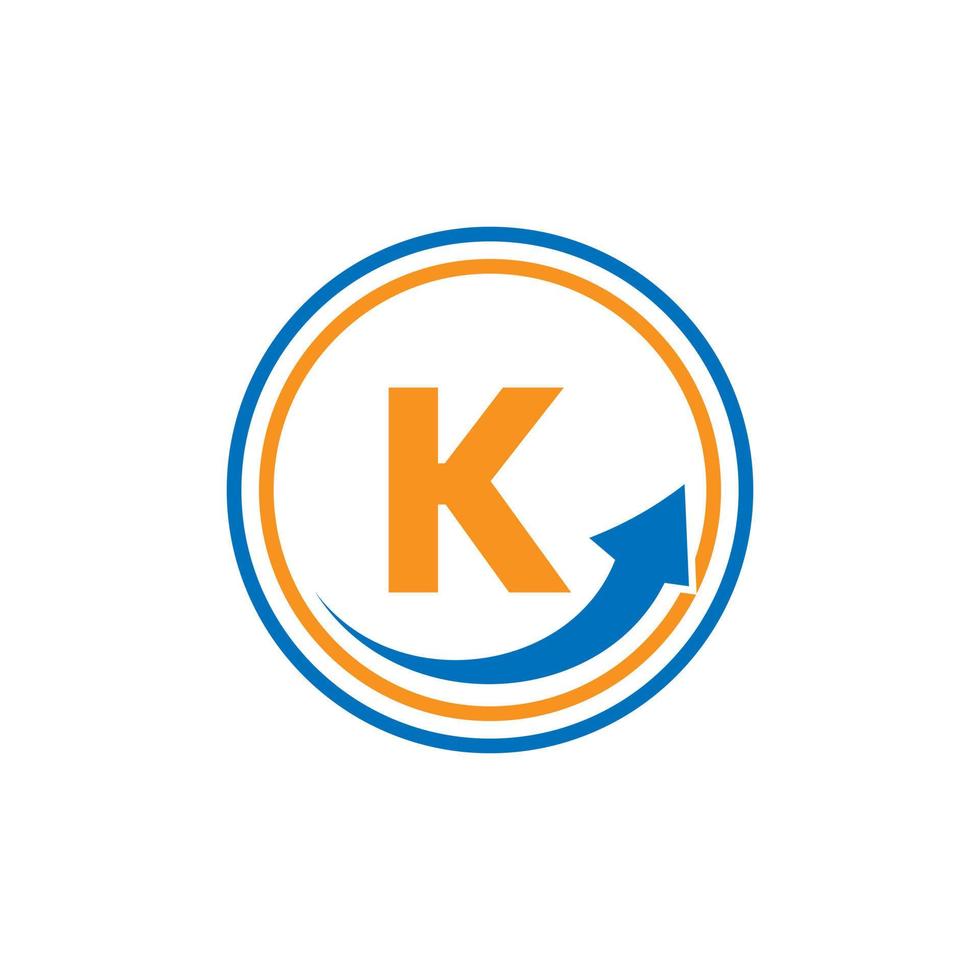 brief k financieel logo bedrijf logotype met groei pijl sjabloon vector