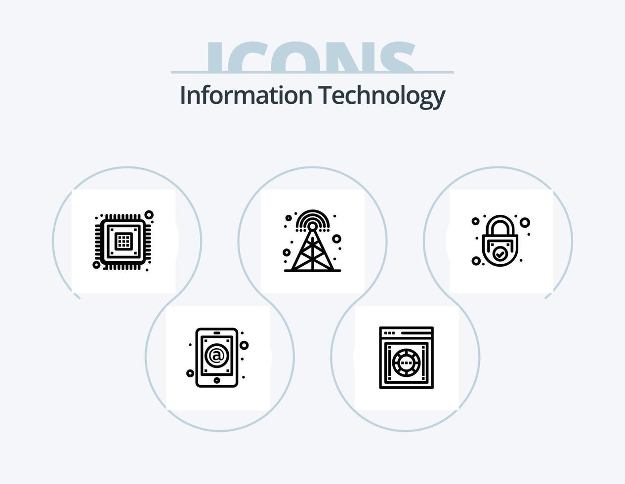 informatie technologie lijn icoon pak 5 icoon ontwerp. succes. bericht. ruimte. systeem. ventilator vector