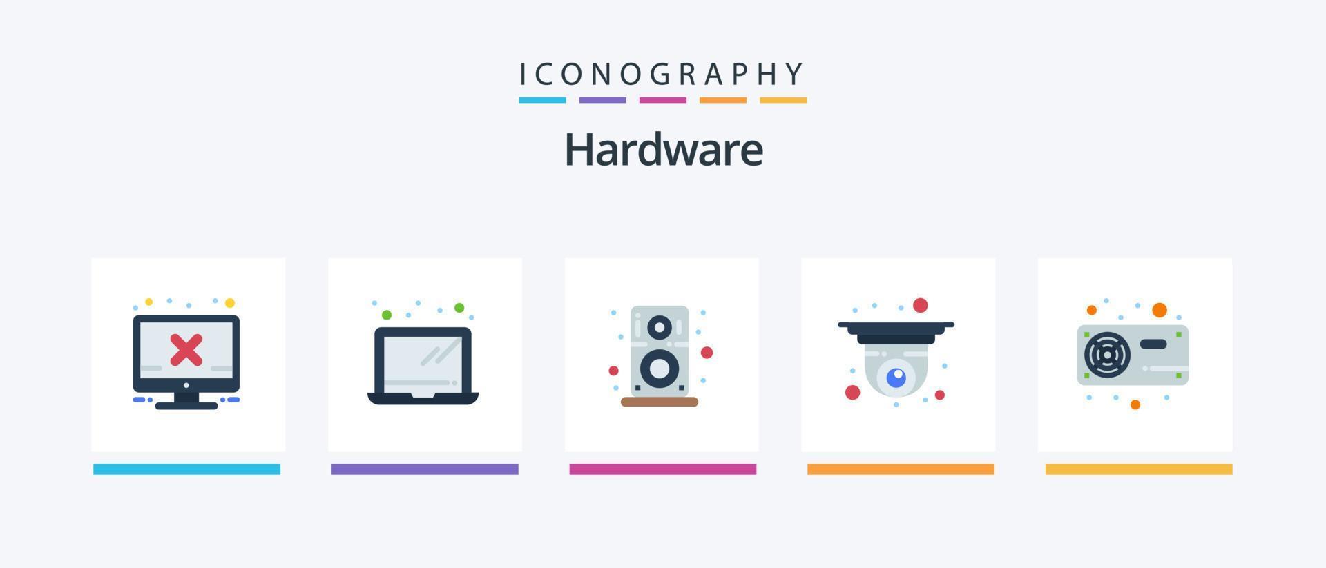 hardware vlak 5 icoon pak inclusief hardware. computer. hardware. veiligheid camera. kabeltelevisie. creatief pictogrammen ontwerp vector