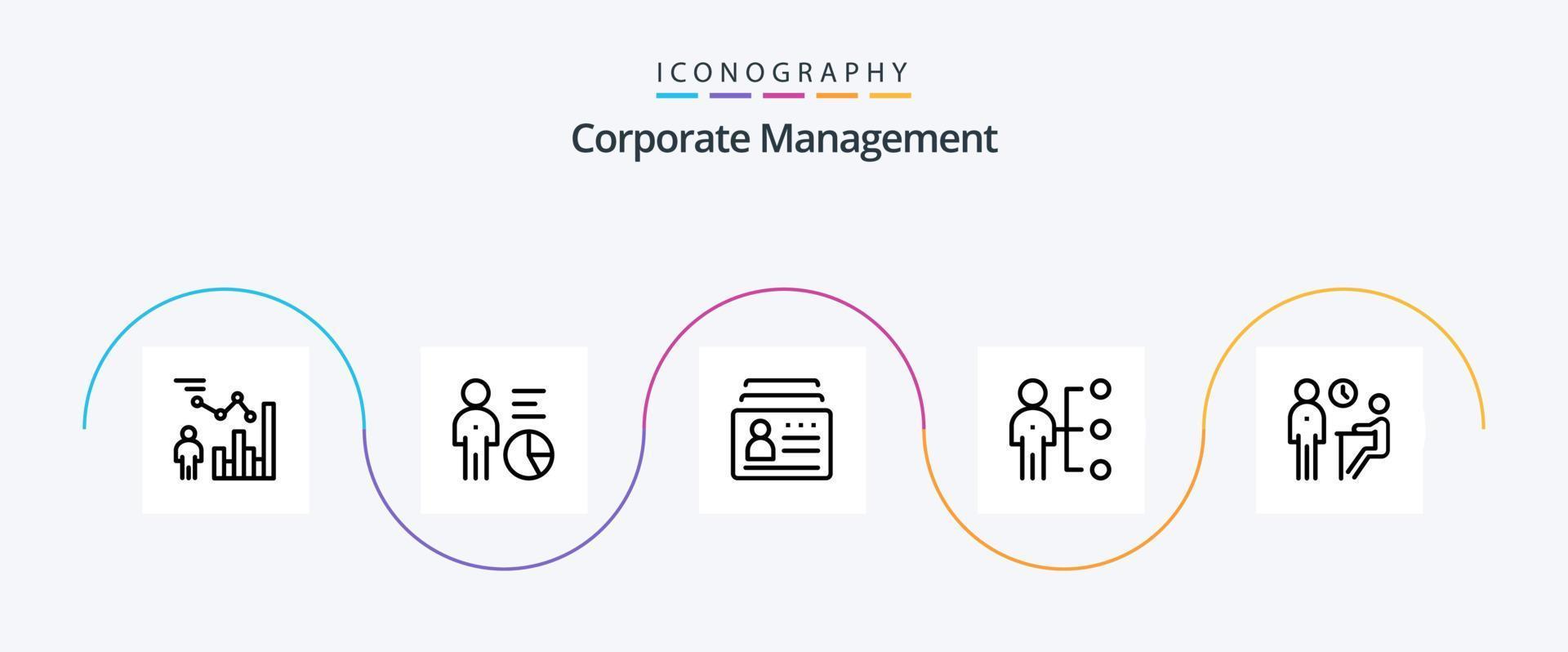 zakelijke beheer lijn 5 icoon pak inclusief ontmoeting. interview. ID kaart. werving. baan vector