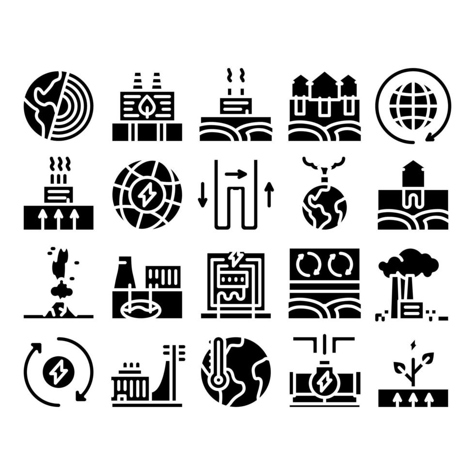 geothermisch energie glyph reeks vector illustraties