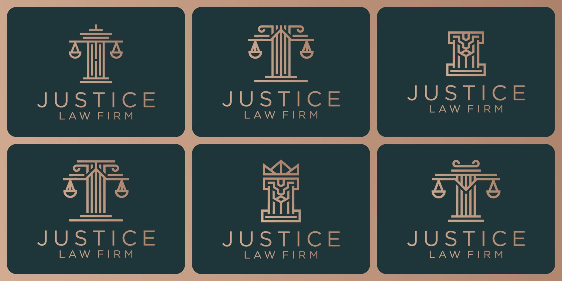 reeks van wettelijk symbolen, gerechtigheid, wet stevig, wet stevig, advocaat Diensten, vector ontwerp sjabloon