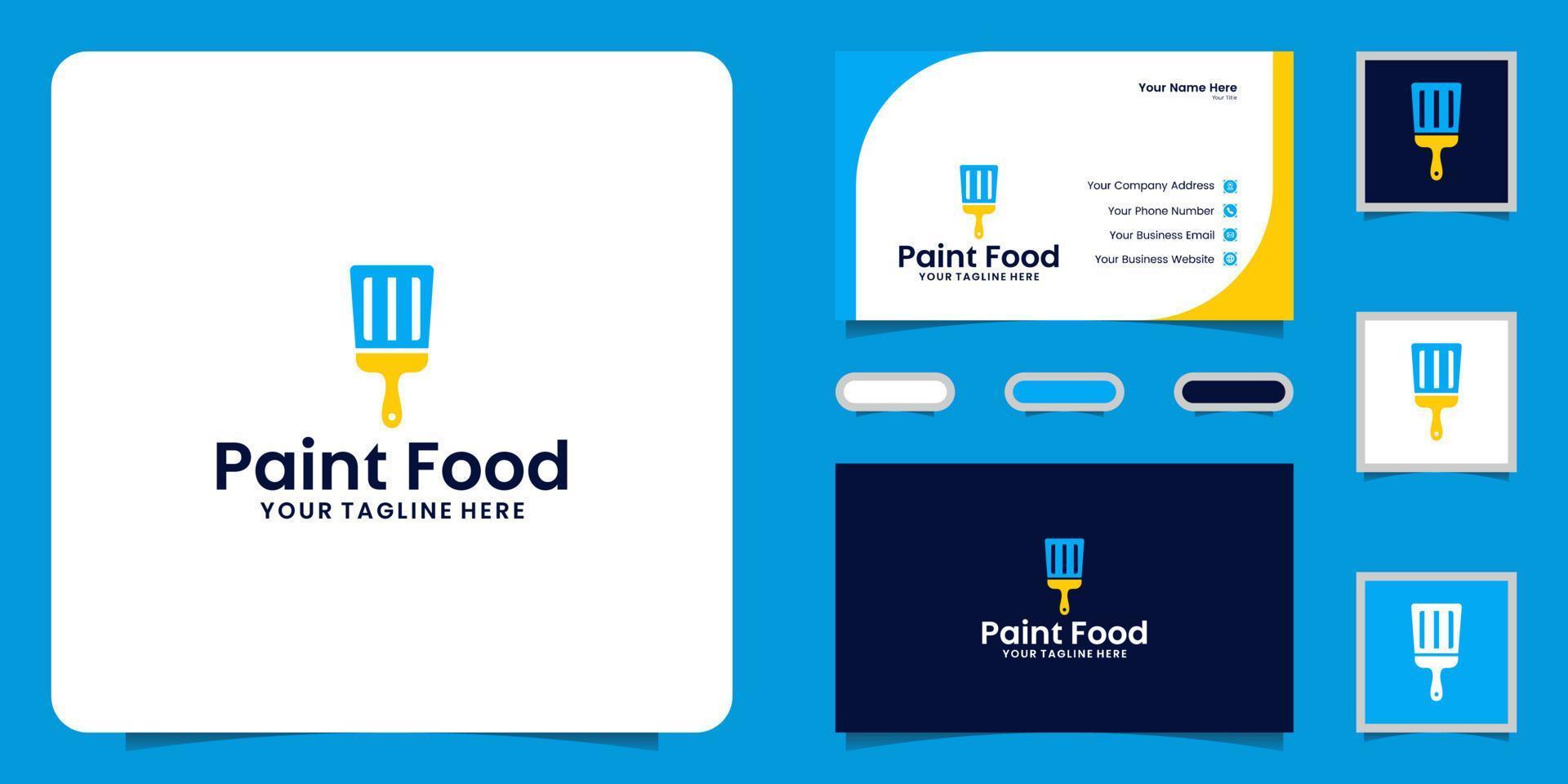 borstel en spatel logo, voedsel verf logo en bedrijf kaart inspiratie vector