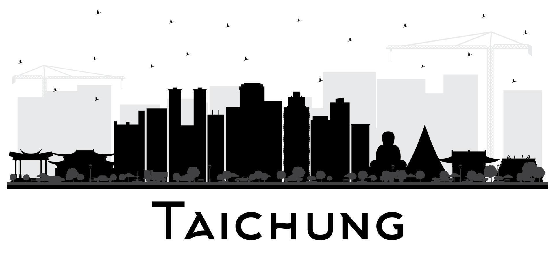 taichung Taiwan stad horizon silhouet met zwart gebouwen geïsoleerd Aan wit. vector