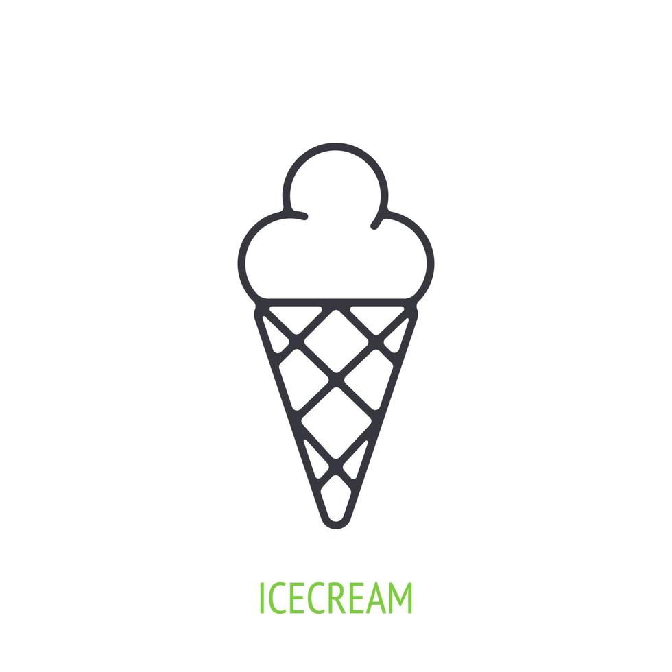 ijs room in de wafel ijshoorntje schets icoon vector
