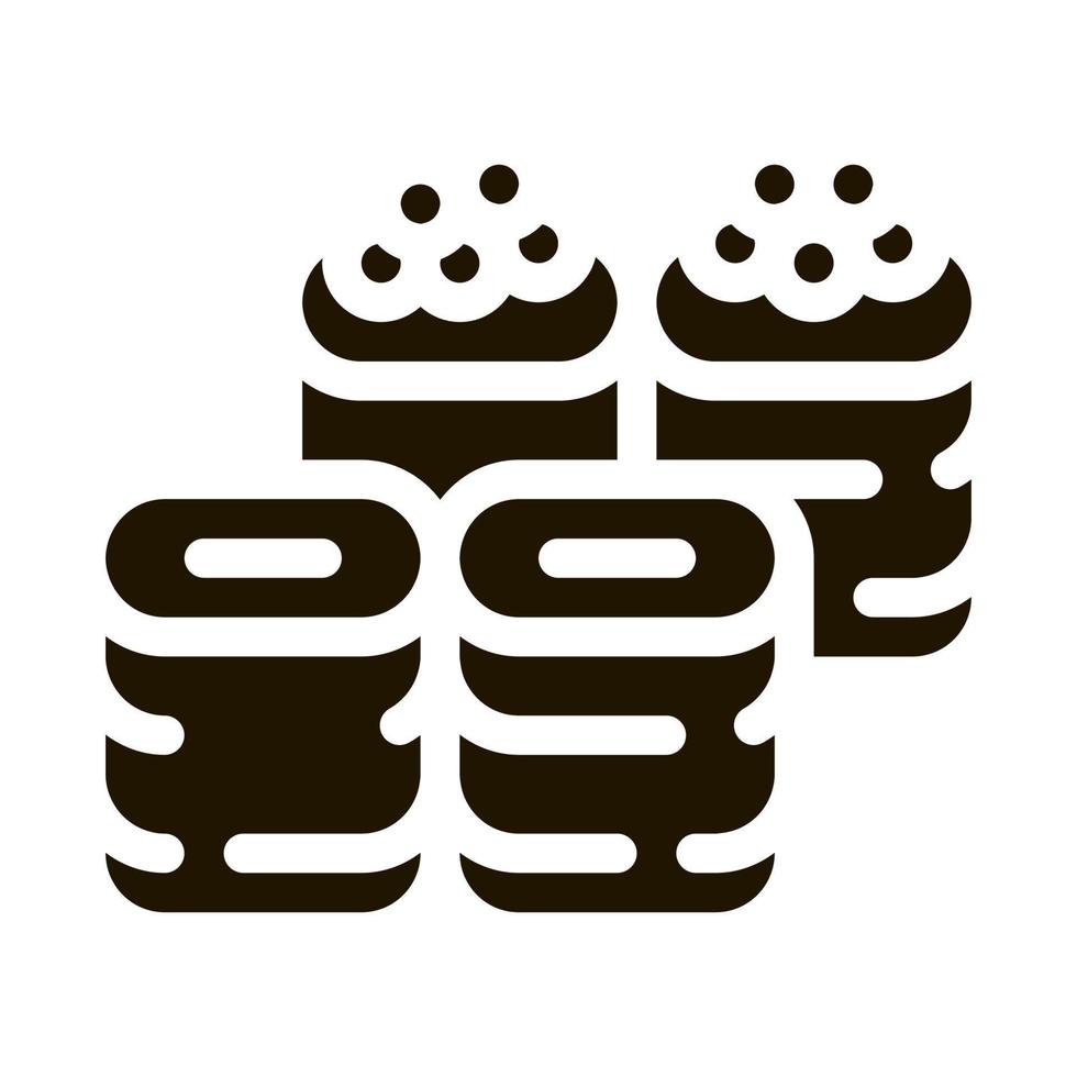 sushi rollen assortiment icoon vector glyph illustratie