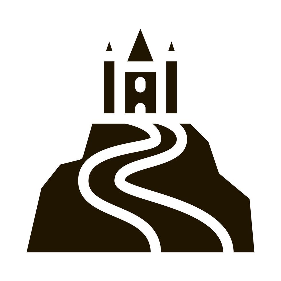 kasteel Aan heuvel icoon vector glyph illustratie