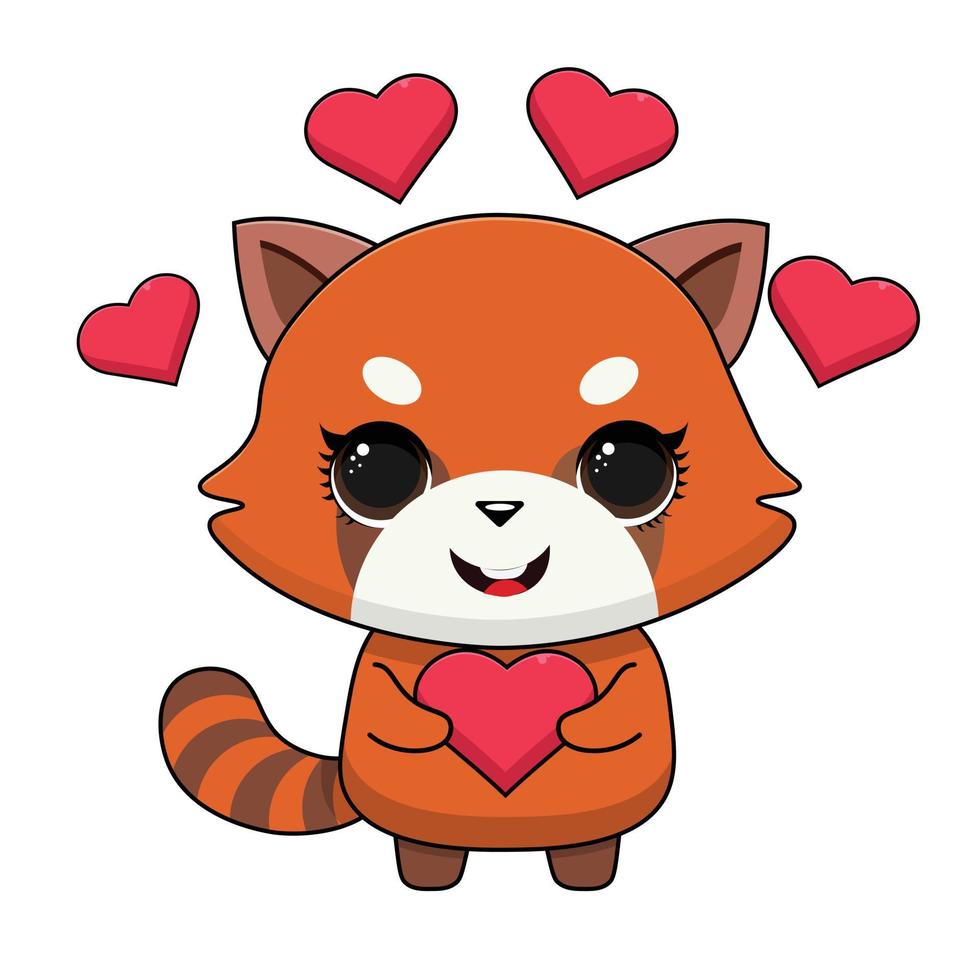 schattig rood panda vector icoon illustratie. dier icoon concept geïsoleerd premie vector. vlak tekenfilm stijl