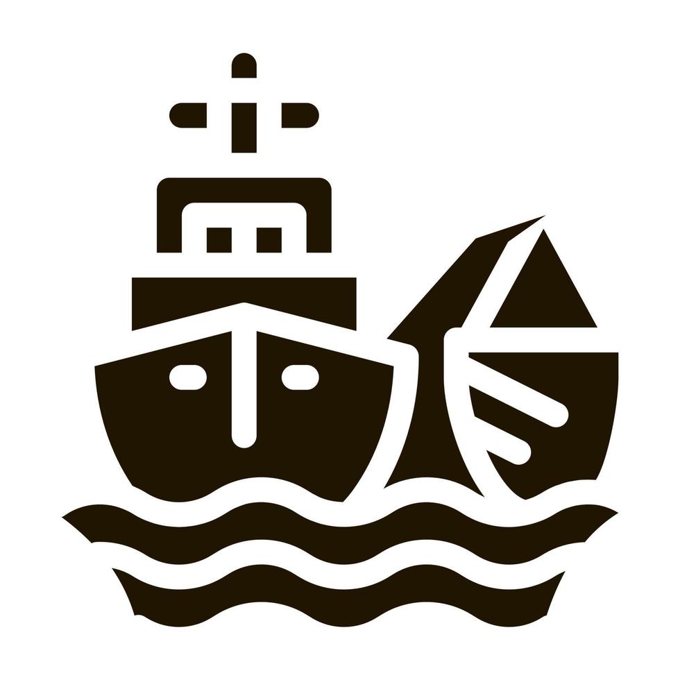 visvangst schip icoon vector glyph illustratie