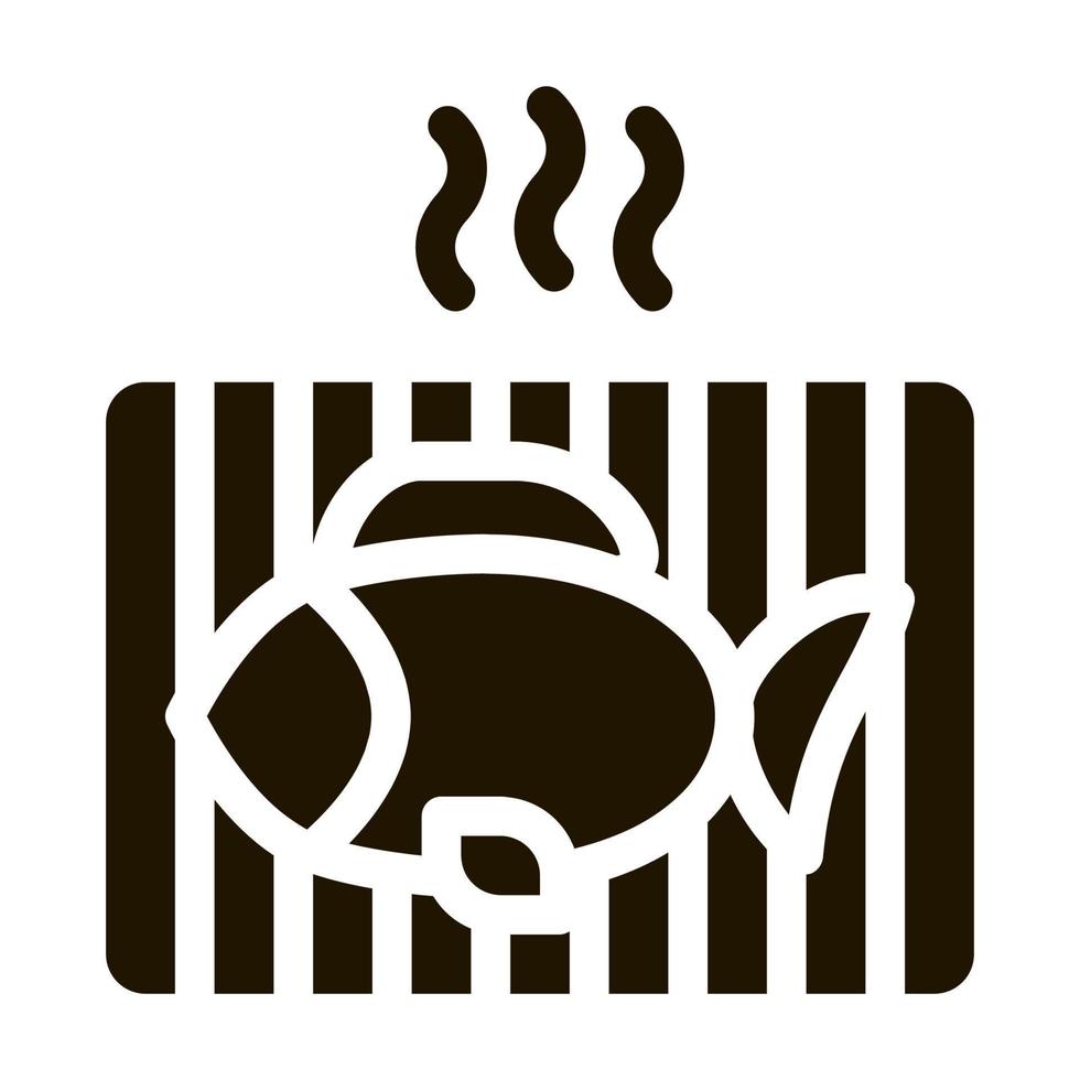 Koken bbq vis icoon vector glyph illustratie