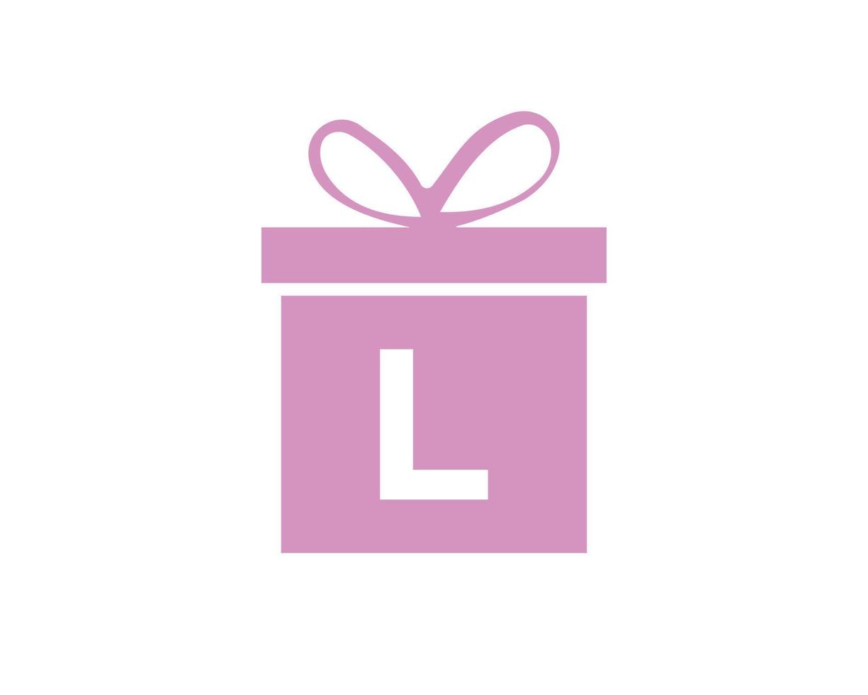 brief l geschenk doos logo vector sjabloon