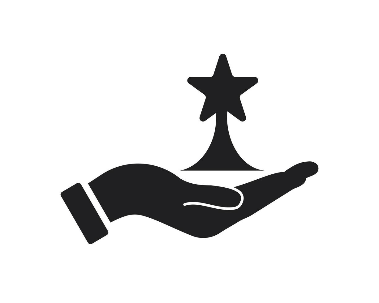 hand- ster logo ontwerp. prijs logo met hand- concept vector. hand- en ster logo ontwerp vector