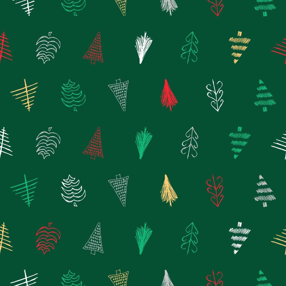 naadloos patroon met hand- getrokken Kerstmis bomen. geschetst sparren. winter vakantie tekening elementen. vector illustratie