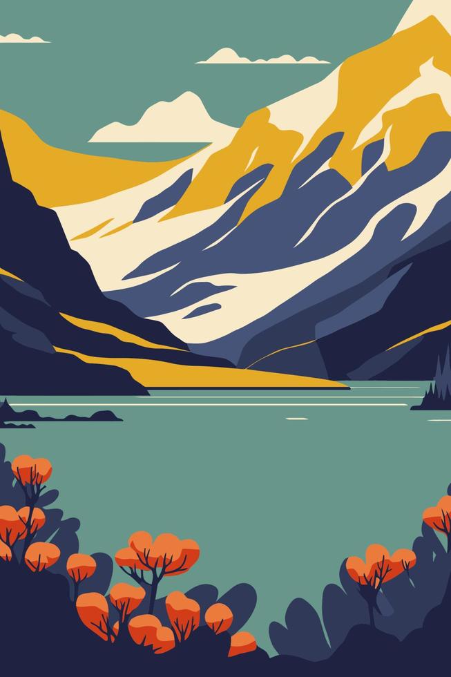 Torres del paine nationaal park berg meer natuur illustratie vector