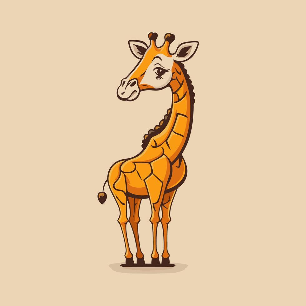 giraffe logo dier karakter logo mascotte vector tekenfilm ontwerp sjabloon