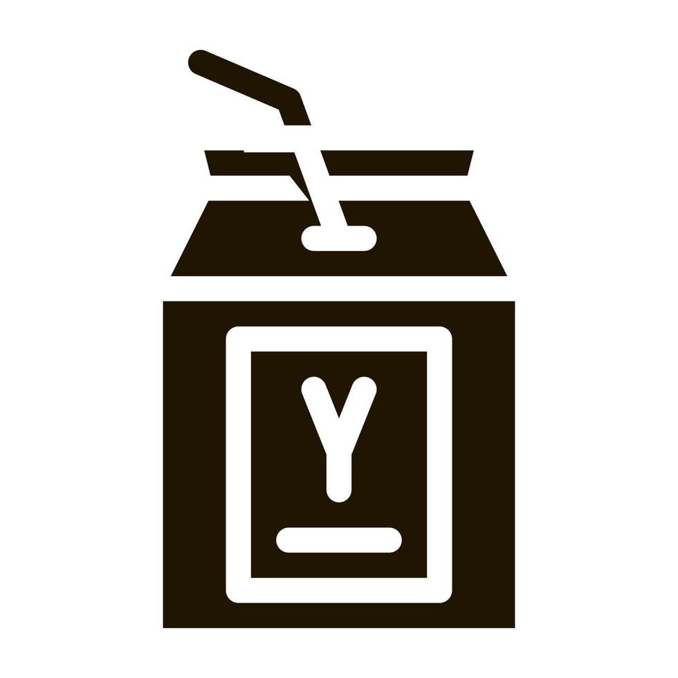 drinken verpakt yoghurt met rietje icoon vector glyph illustratie