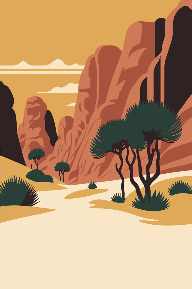 wadi rum Jordanië retro posters beroemd woestijnen van de wereld vector