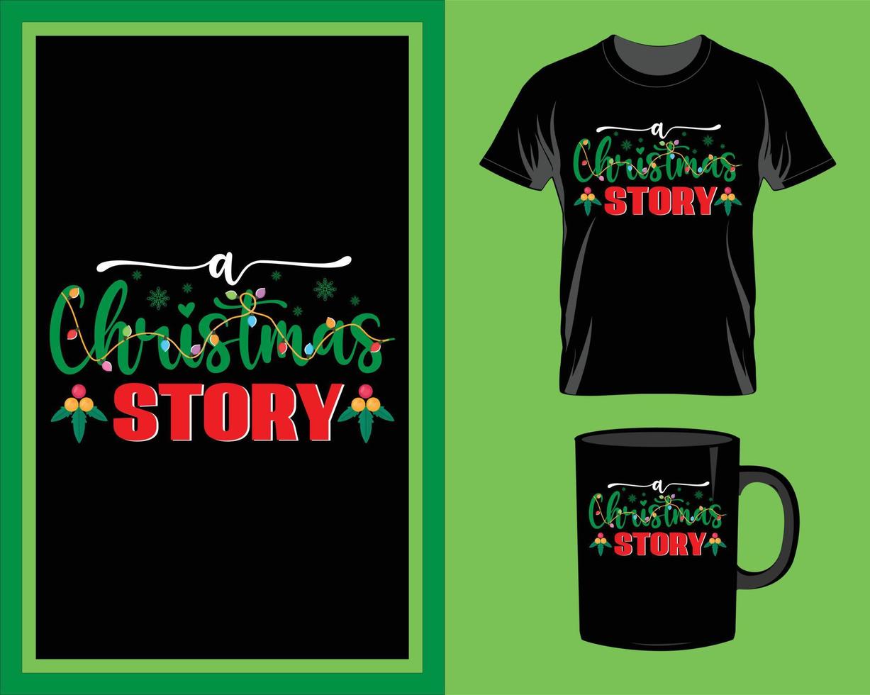 Kerstmis verhaal citaat t-shirt en mok ontwerp vector