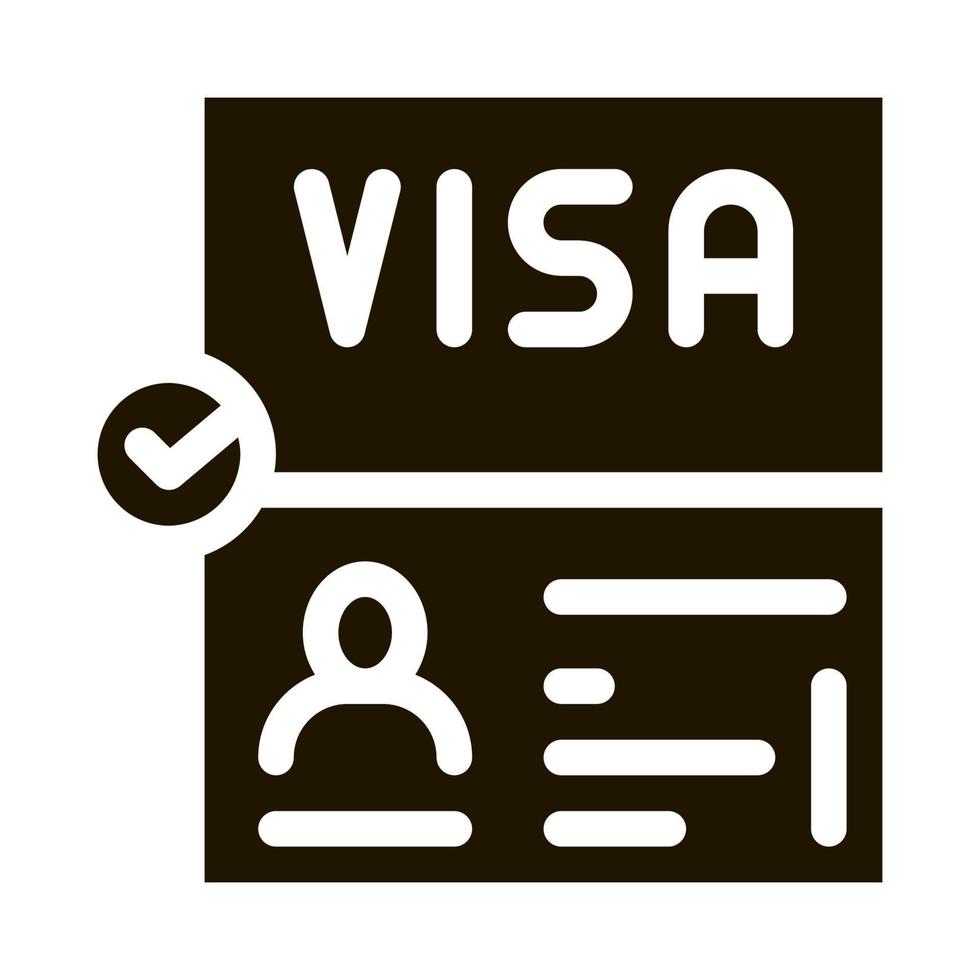 Visa document bevestiging icoon vector glyph illustratie