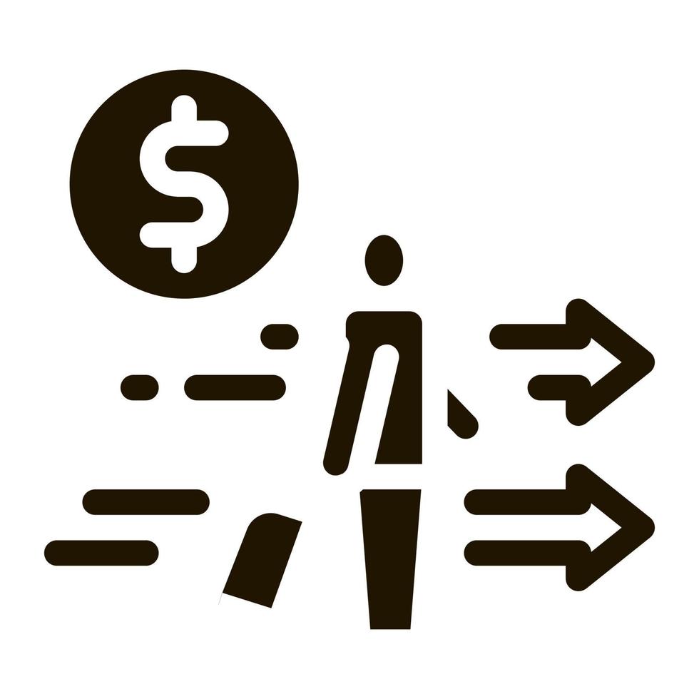 Mens met koffer met geld icoon vector glyph illustratie