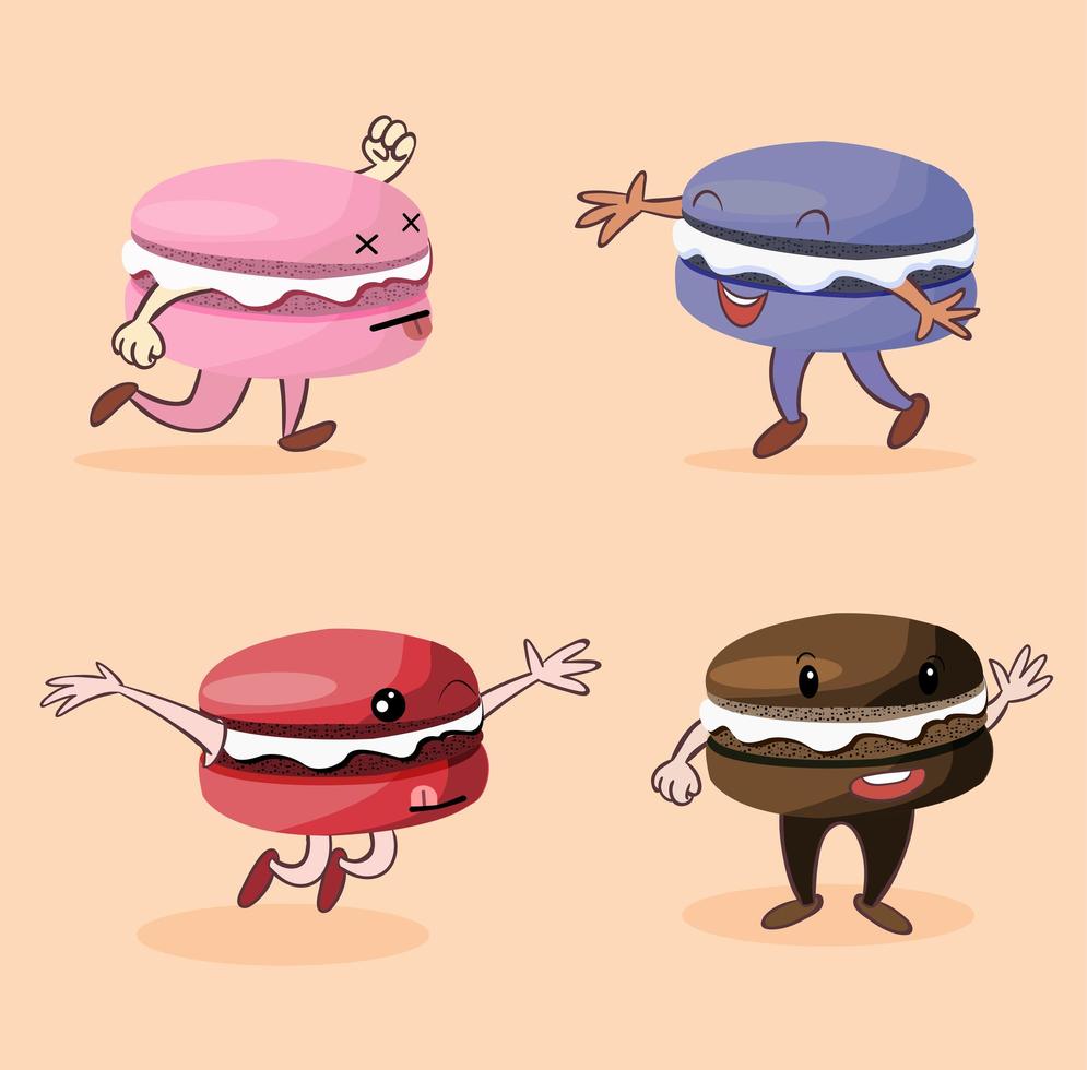 verzameling grappige macaron-personages vector