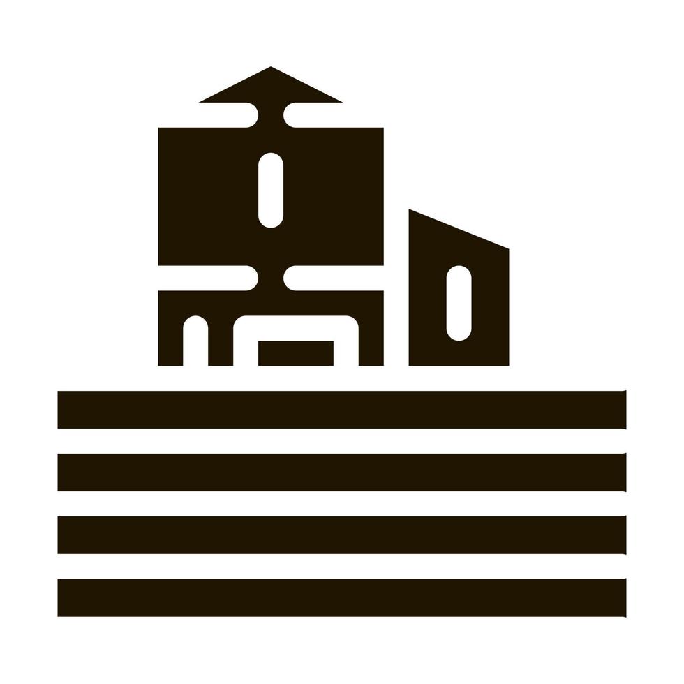 boerderij met land- icoon vector glyph illustratie