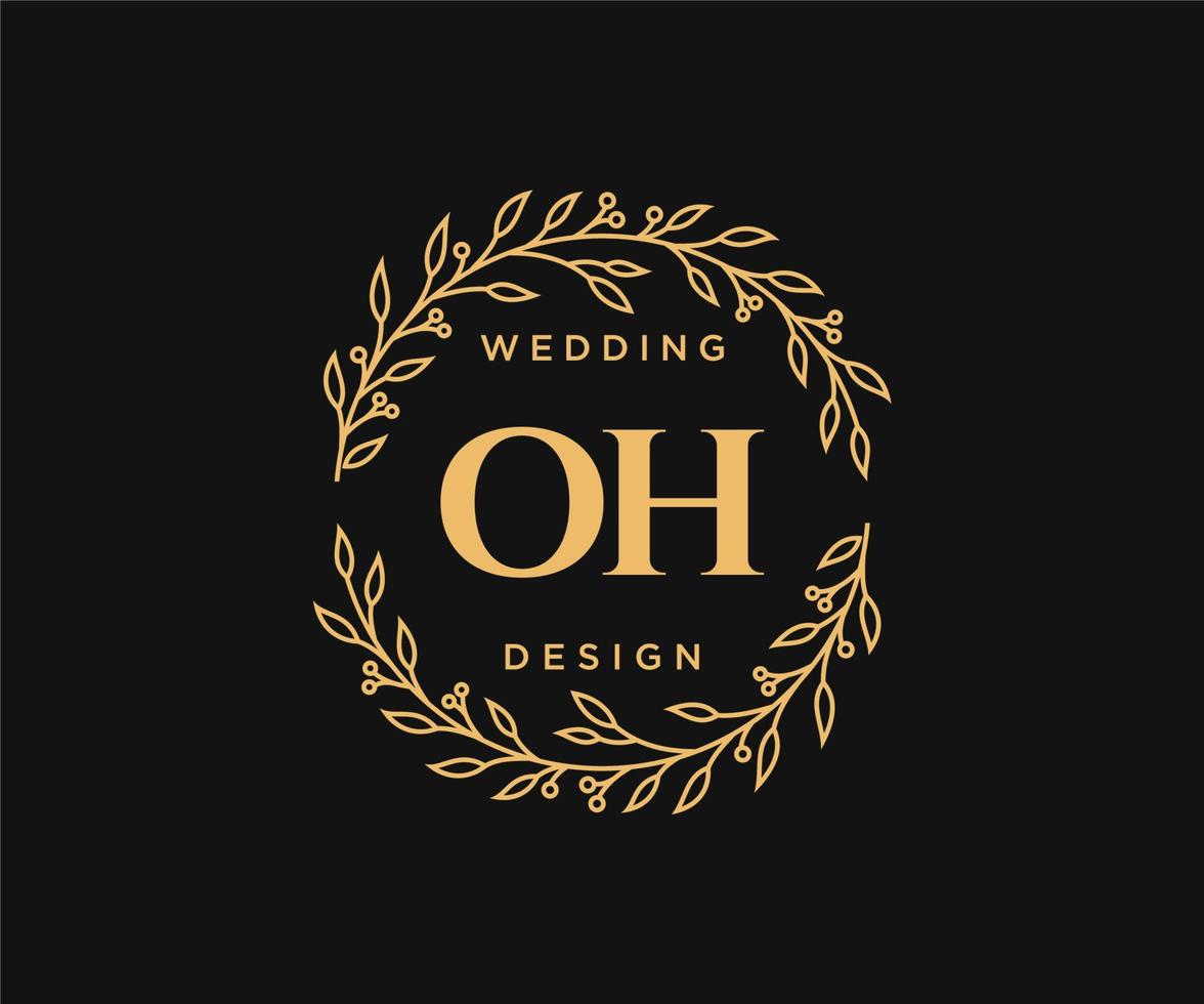 Oh initialen brief bruiloft monogram logos verzameling, hand- getrokken modern minimalistisch en bloemen Sjablonen voor uitnodiging kaarten, opslaan de datum, elegant identiteit voor restaurant, boetiek, cafe in vector