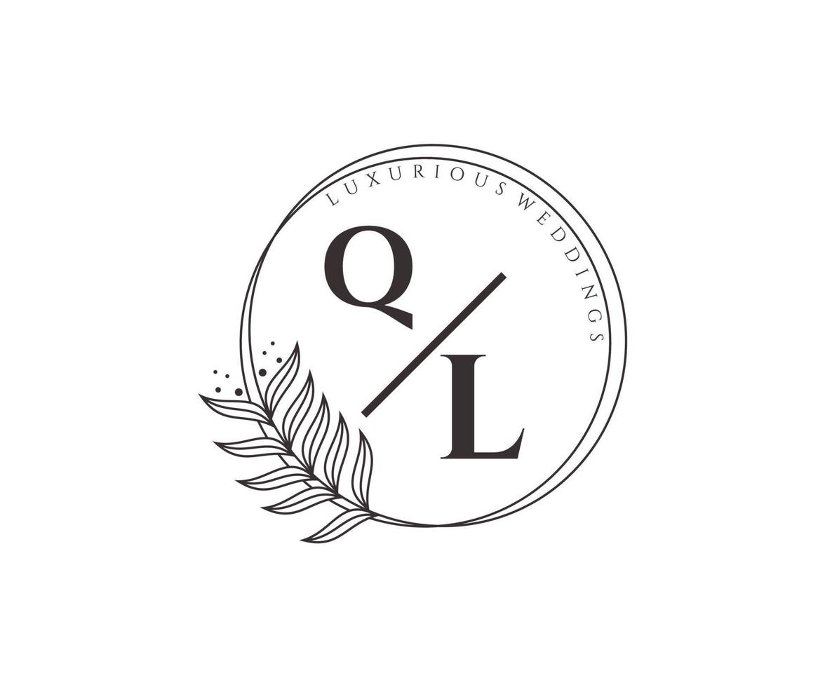 ql brief bruiloft monogram logos sjabloon, hand- getrokken modern minimalistisch en bloemen Sjablonen voor uitnodiging kaarten, opslaan de datum, elegant identiteit. vector