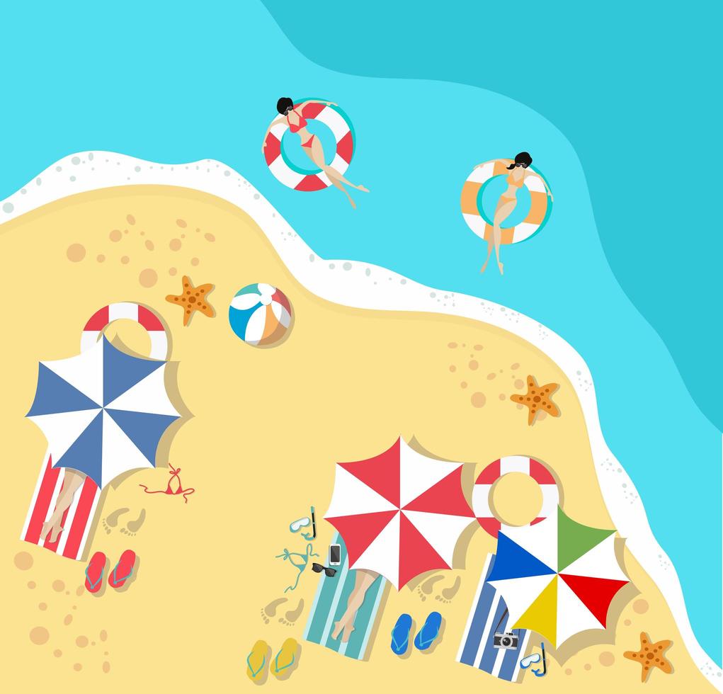 bovenaanzicht van een zomerse strandvakantie vector