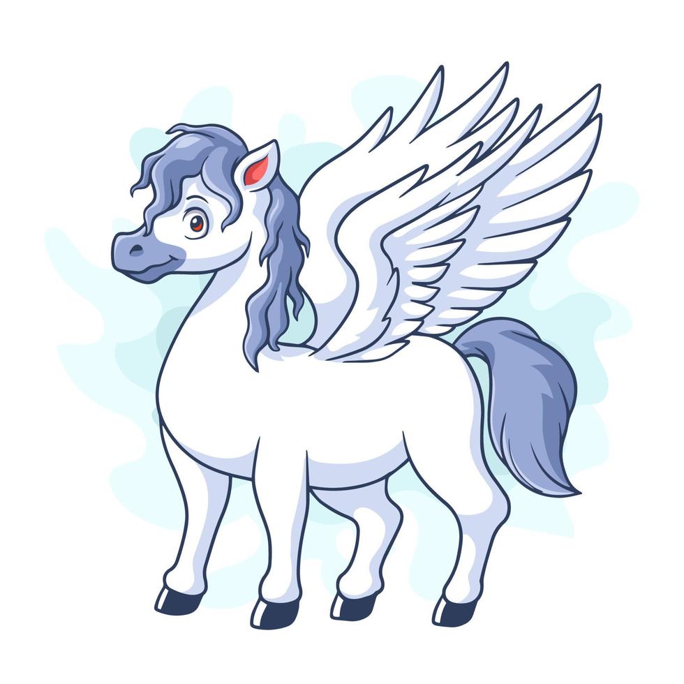 tekenfilm Pegasus Aan wit achtergrond vector