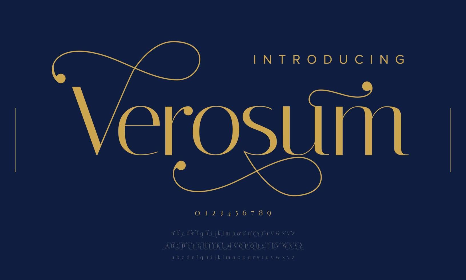 verosum swirly staart lettertype. luxe serif typografie vector