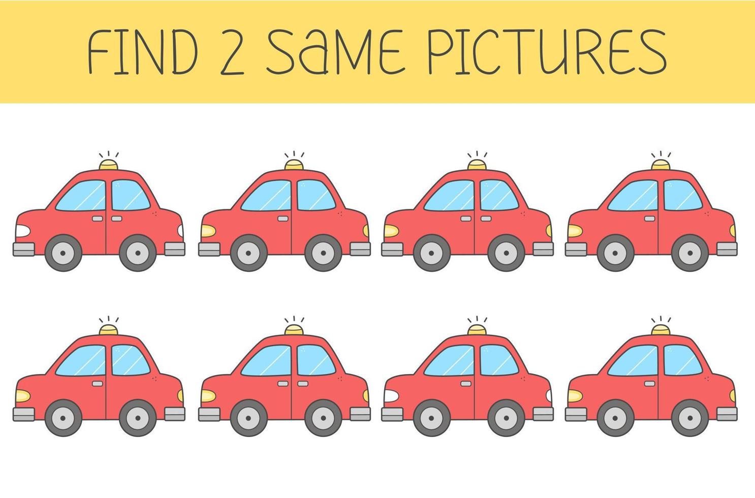 vind twee sommige afbeeldingen is een leerzaam spel voor kinderen met auto. schattig tekenfilm auto. vector illustratie.