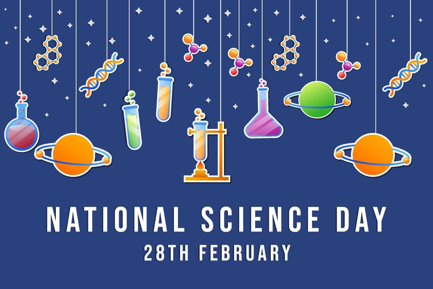 nationaal wetenschap dag 28 februari achtergrond illustratie in papier kunst besnoeiing stijl vector