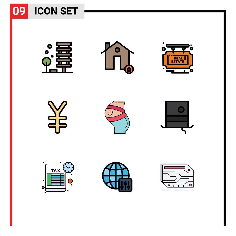 voorraad vector icoon pak van 9 lijn tekens en symbolen voor riem financiën beschermen valuta echt bewerkbare vector ontwerp elementen