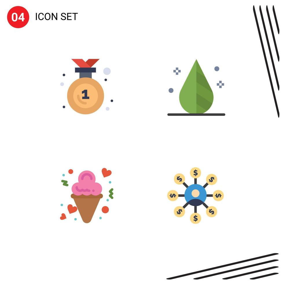 4 universeel vlak pictogrammen reeks voor web en mobiel toepassingen prijs ijs medaille omkeren liefde bewerkbare vector ontwerp elementen