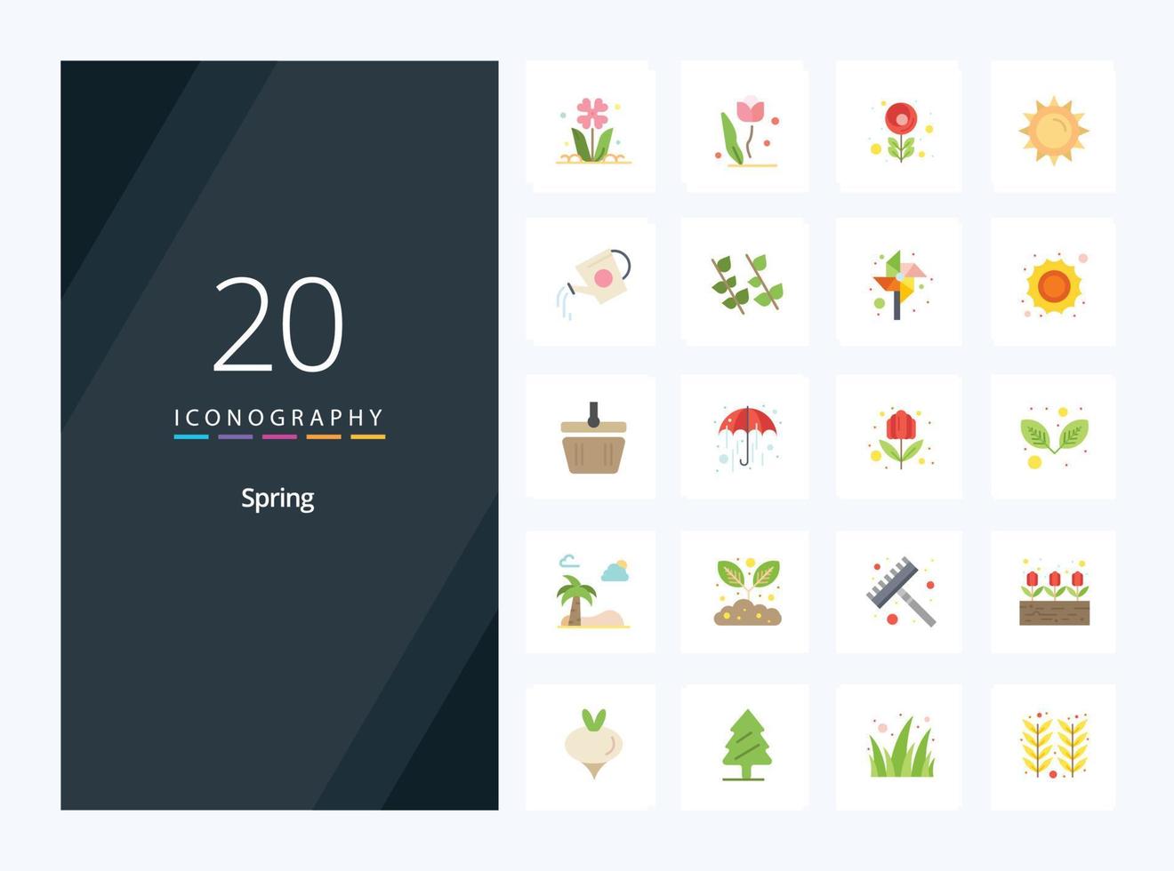 20 voorjaar vlak kleur icoon voor presentatie vector