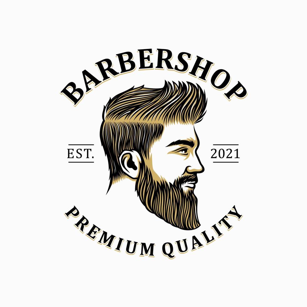 vector wijnoogst kapper winkel logo voor uw ontwerp. voor label, insigne, teken of reclame. hipster Mens, kapper logo.