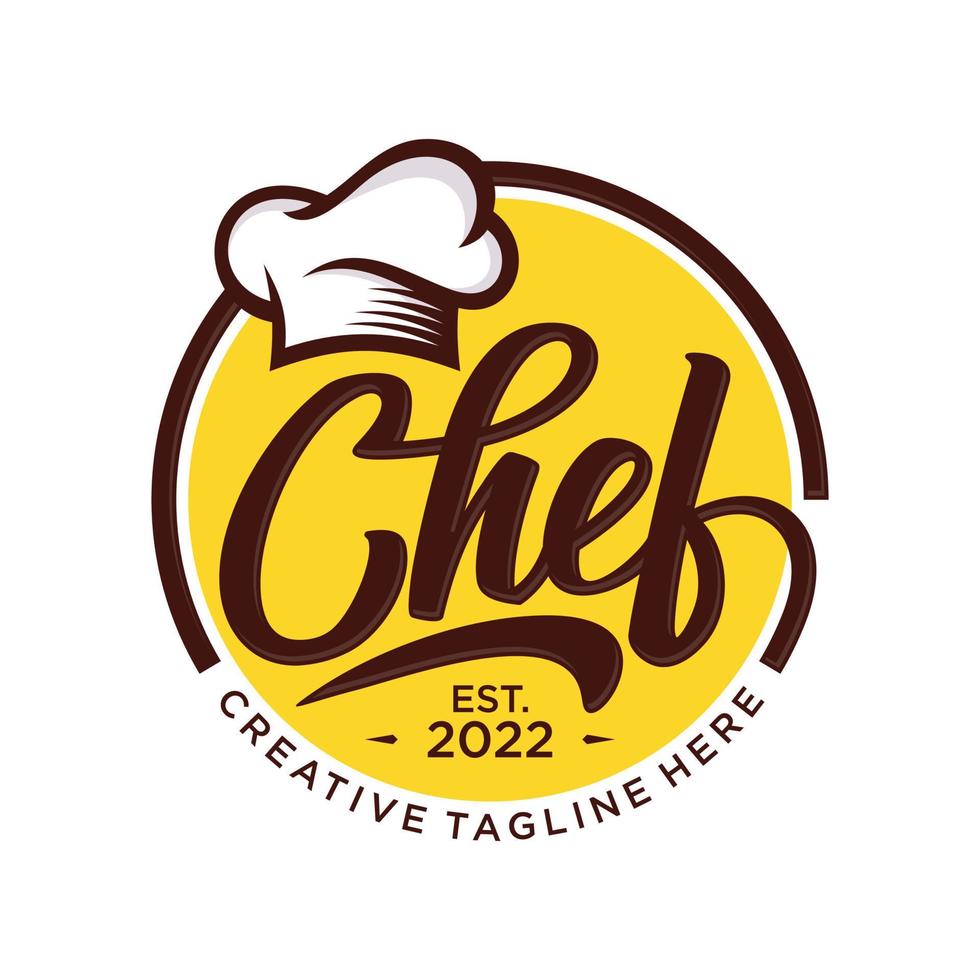 keuken chef wijnoogst ontwerp logo vector sjabloon