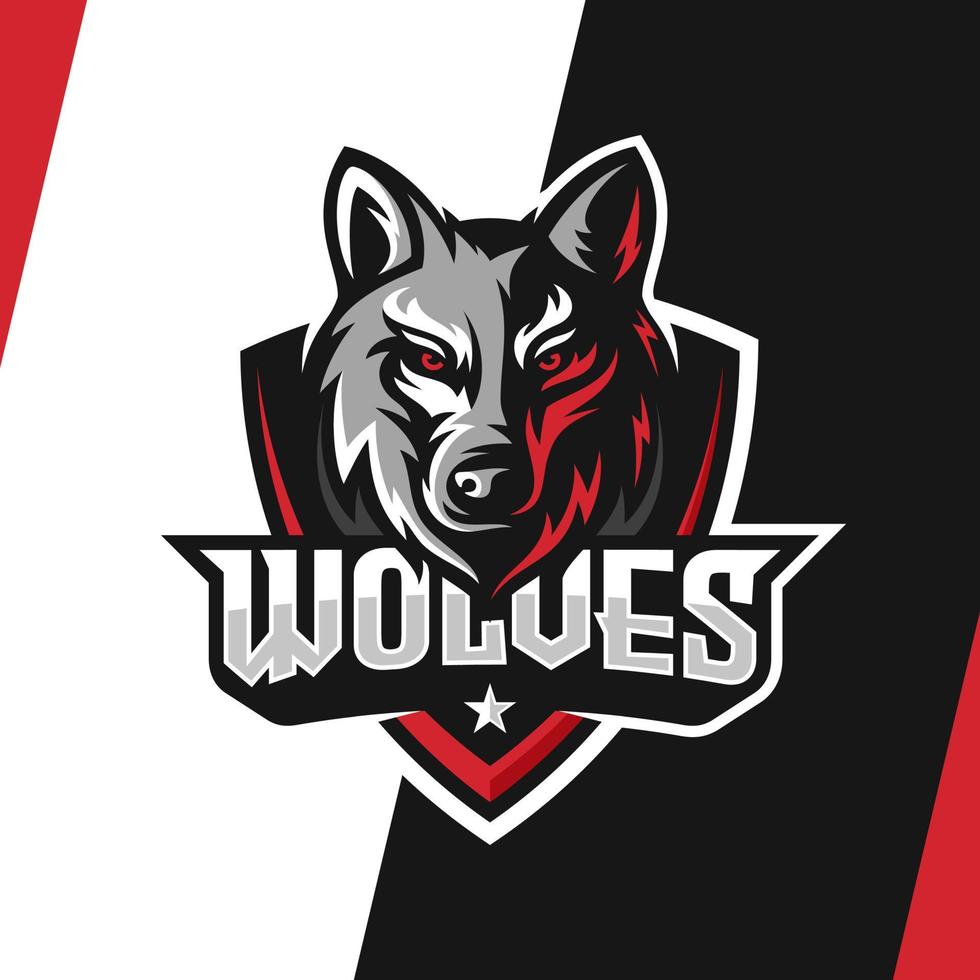 wild wolf e sport mascotte logo ontwerp vector illustratie