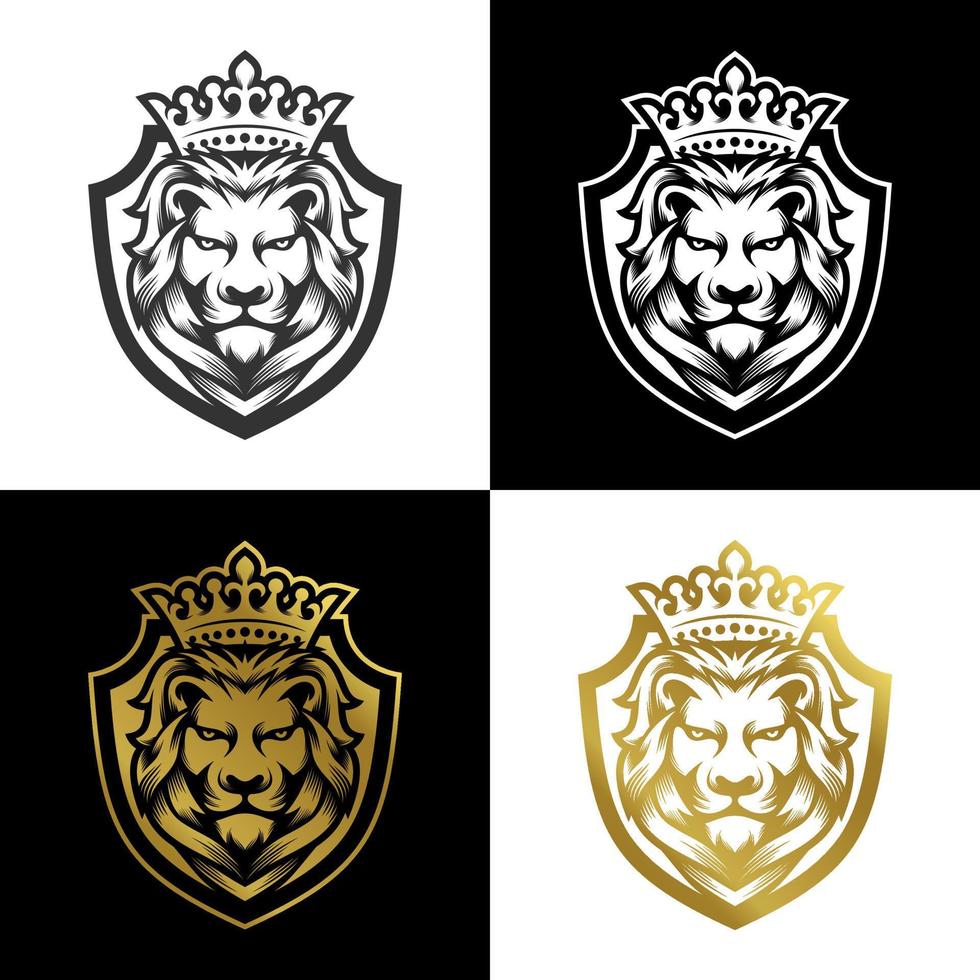 Koninklijk koning leeuw kroon symbolen. elegant goud Leo dier logo. premie luxe merk identiteit icoon. vector illustratie.